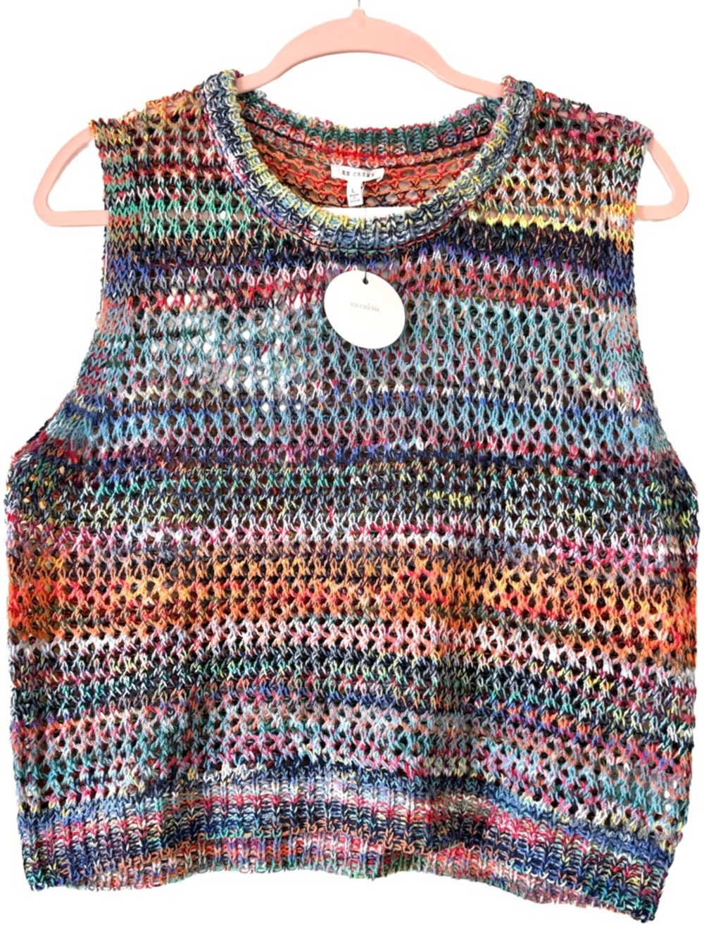 NWT En Crème Malibu Sunset Sleeveless Crochet Top L